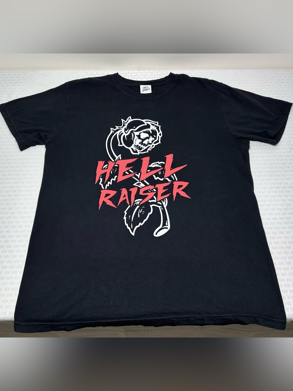 HELL BABES x BILLY BONES CLUB "Hellraiser" Size L Skull Rose Black Biker T Shirt - Picture 2 of 6